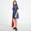 Robe courte &eacute;vas&eacute;e col chemise bleu marine femme