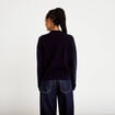 Pull col montant manches longues bleu marine femme