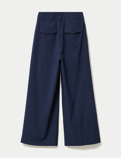 Pantalon large &agrave; pinces bleu marine femme