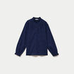 Blouse ample col montant manches longues bleu marine femme