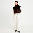 Cache-cou en fausse fourrure marron fonc&eacute; femme