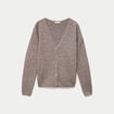 Gilet boutonn&eacute; avec col en V taupe femme