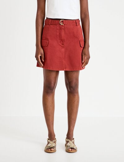 Jupe-short trap&egrave;ze courte vieux rose femme