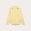 Chemise lin col V manches longues jaune pastel femme