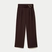 Pantalon bootcut avec ceinture marron fonc&eacute; femme