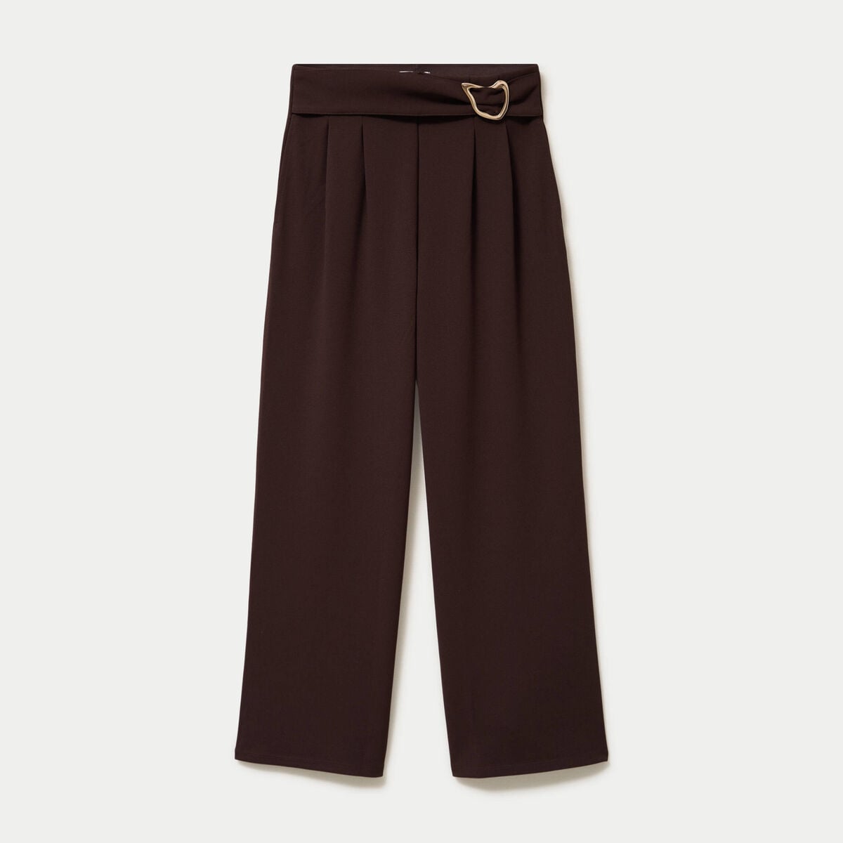 Pantalon bootcut avec ceinture marron fonc&eacute; femme
