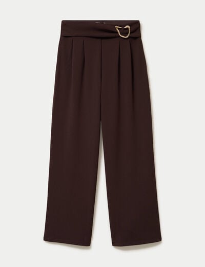 Pantalon bootcut avec ceinture marron fonc&eacute; femme