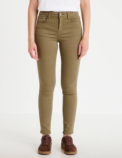 Jeans slim 5 poches vert kaki femme
