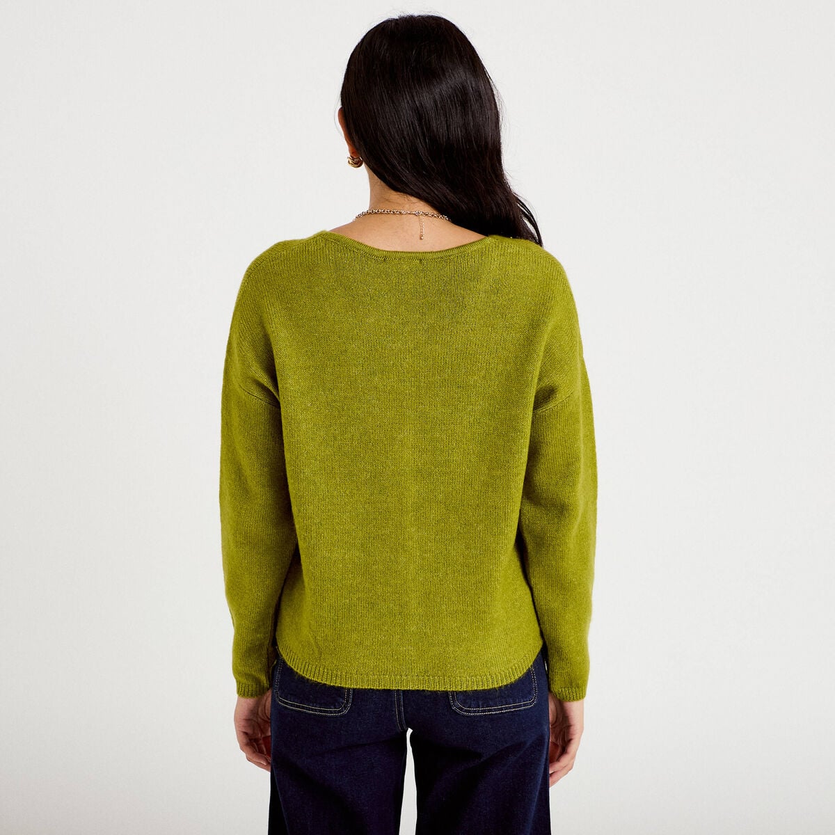 Gilet boutonn&eacute; avec col en V vert fonc&eacute; femme