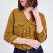 Chemise manches 3/4 vert olive femme