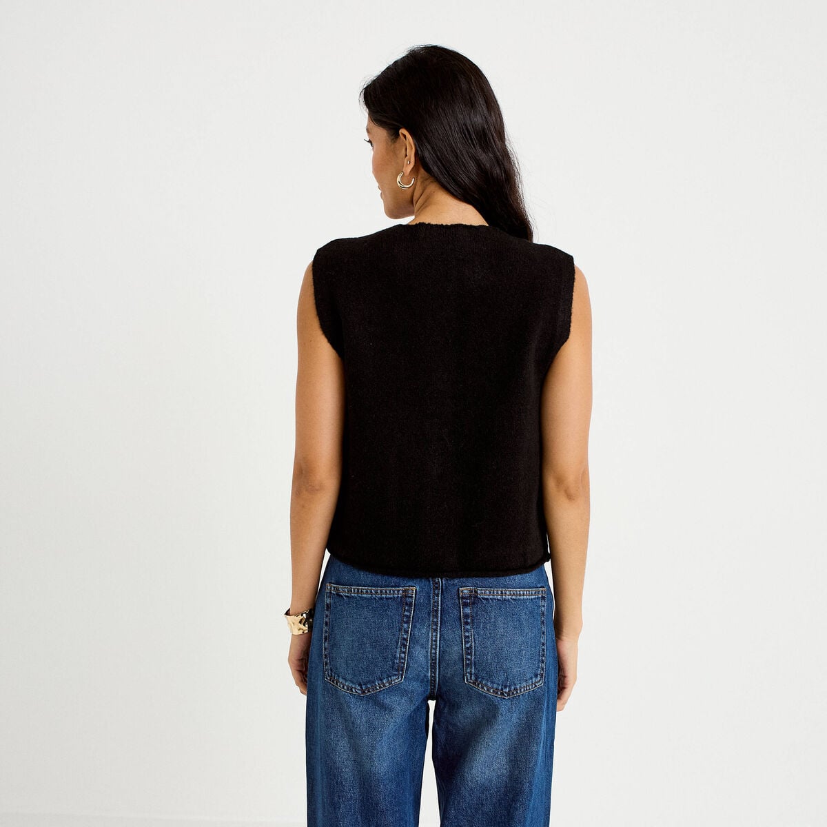 Gilet sans manches noir femme
