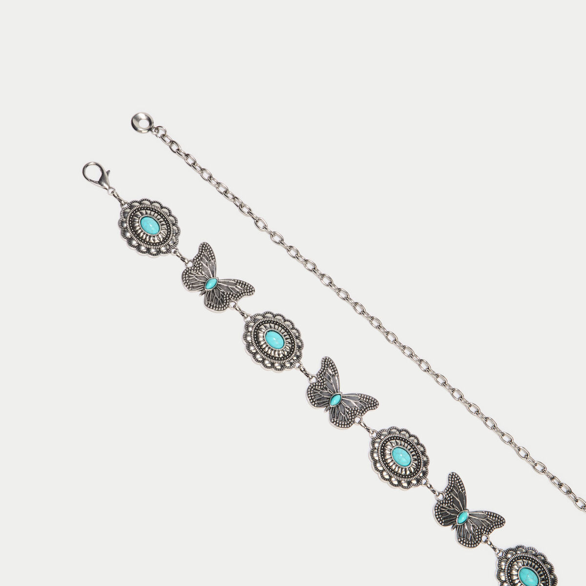 Ceinture fine avec cha&icirc;ne gris argent femme