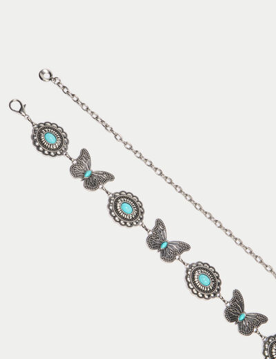 Ceinture fine avec cha&icirc;ne gris argent femme
