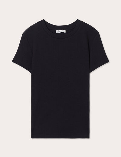 T-shirt c&ocirc;tel&eacute; ajust&eacute; manches courtes noir femme