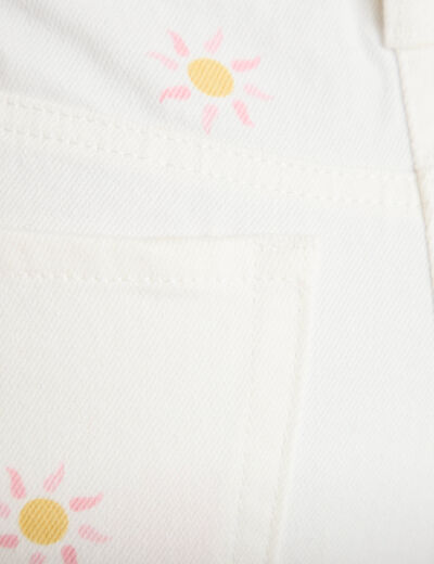 Jean wide leg taille haute &agrave; motif blanc femme