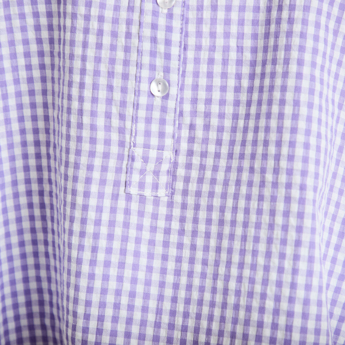 Blouse vichy brod&eacute;e violet femme