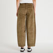 Pantalon bootcut en velours vert kaki femme