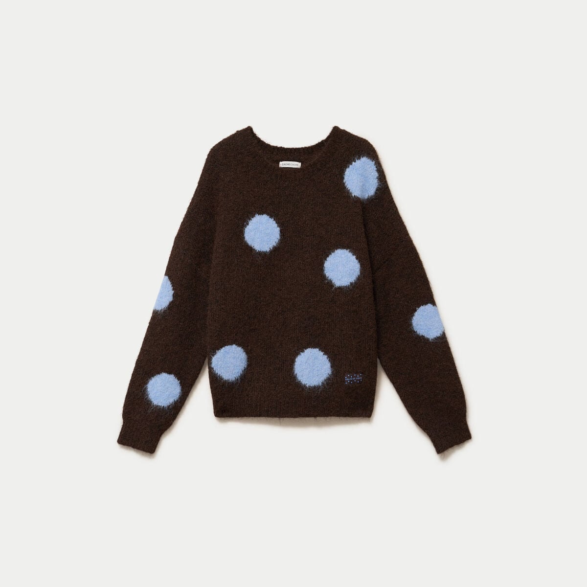 Pull manches longues marron fonc&eacute; femme