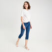 Pantacourt slim en jean denim stone femme