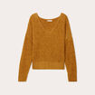 Pull manches longues col en V camel femme