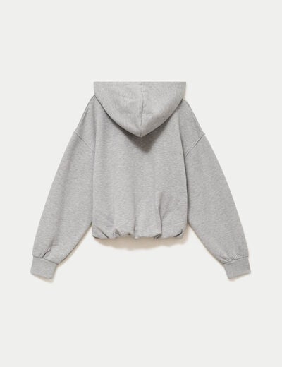 Sweat &agrave; capuche bas resserr&eacute; gris fonc&eacute; femme