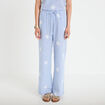Pantalon large taille haute &agrave; relief blanc femme