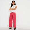 Jean bootcut cropped taille haute rose framboise femme