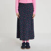 Jupe &eacute;vas&eacute;e longueur 3/4 bleu marine femme