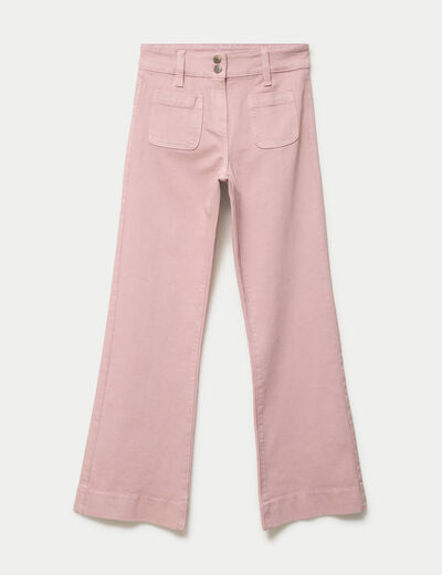 Jean bootcut taille haute rose clair femme