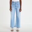 Jean wide leg cropped taille haute denim bleach femme