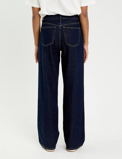 Jeans wide leg taille haute denim blue black femme