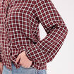 Blouse col montant manches longues bordeaux femme