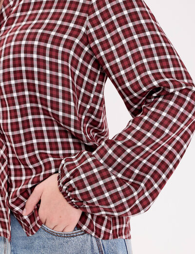 Blouse col montant manches longues bordeaux femme