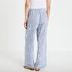 Pantalon large taille haute brod&eacute; bleu clair femme