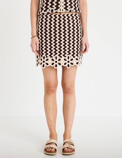 Jupe droite courte marron fonc&eacute; femme