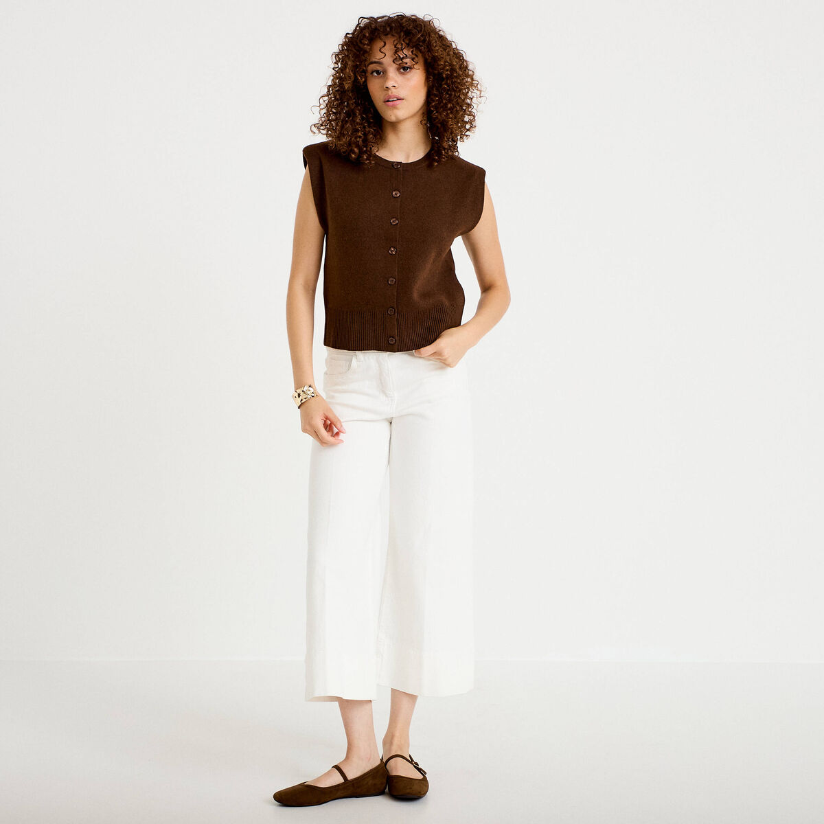 Gilet sans manches marron fonc&eacute; femme