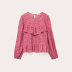 Blouse en dentelle manches longues vieux rose femme