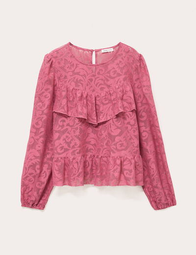 Blouse en dentelle manches longues vieux rose femme