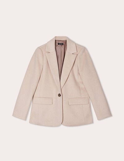 Veste blazer boutonn&eacute;e beige femme