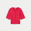 Gilet duveteux manches 3/4 rouge femme