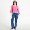 Blouse broderie anglaise rose fushia femme