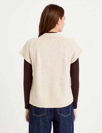 Gilet sans manches col montant beige femme