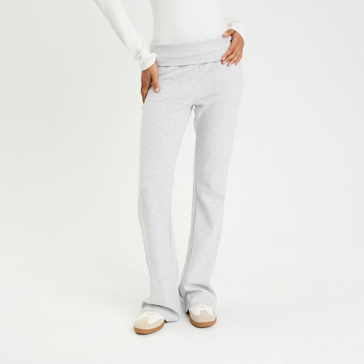 Pantalon bootcut taille standard gris clair femme