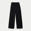 Pantalon large taille haute en maille noir femme