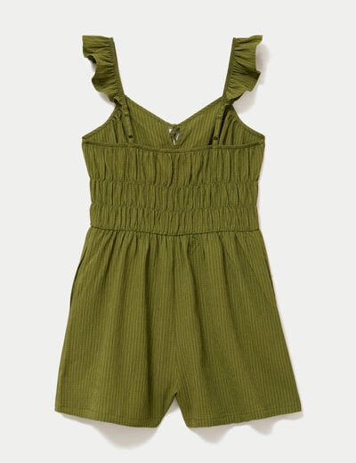 Combishort coupe flare vert kaki femme
