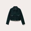 Veste bouclette boutonn&eacute;e vert fonc&eacute; femme