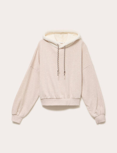 Sweat effet polaire fausse fourrure sable femme