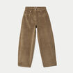 Pantalon barrel en velours vert kaki femme