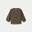 Blouse brod&eacute;e col mao manches 3/4 vert kaki femme