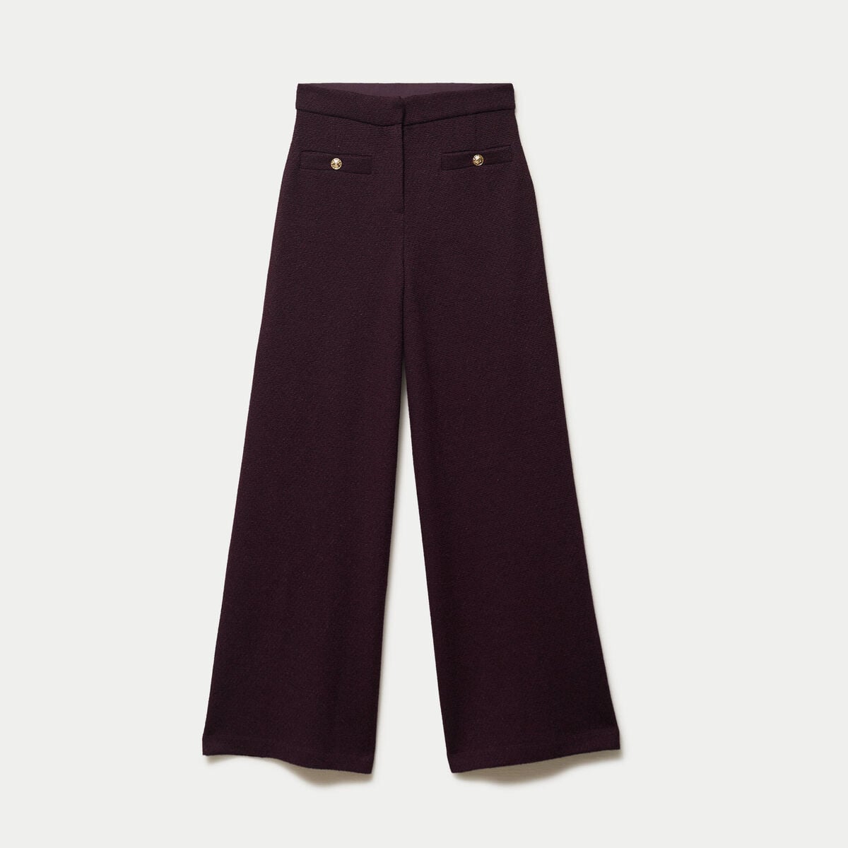 Pantalon bootcut en tweed violet fonc&eacute; femme